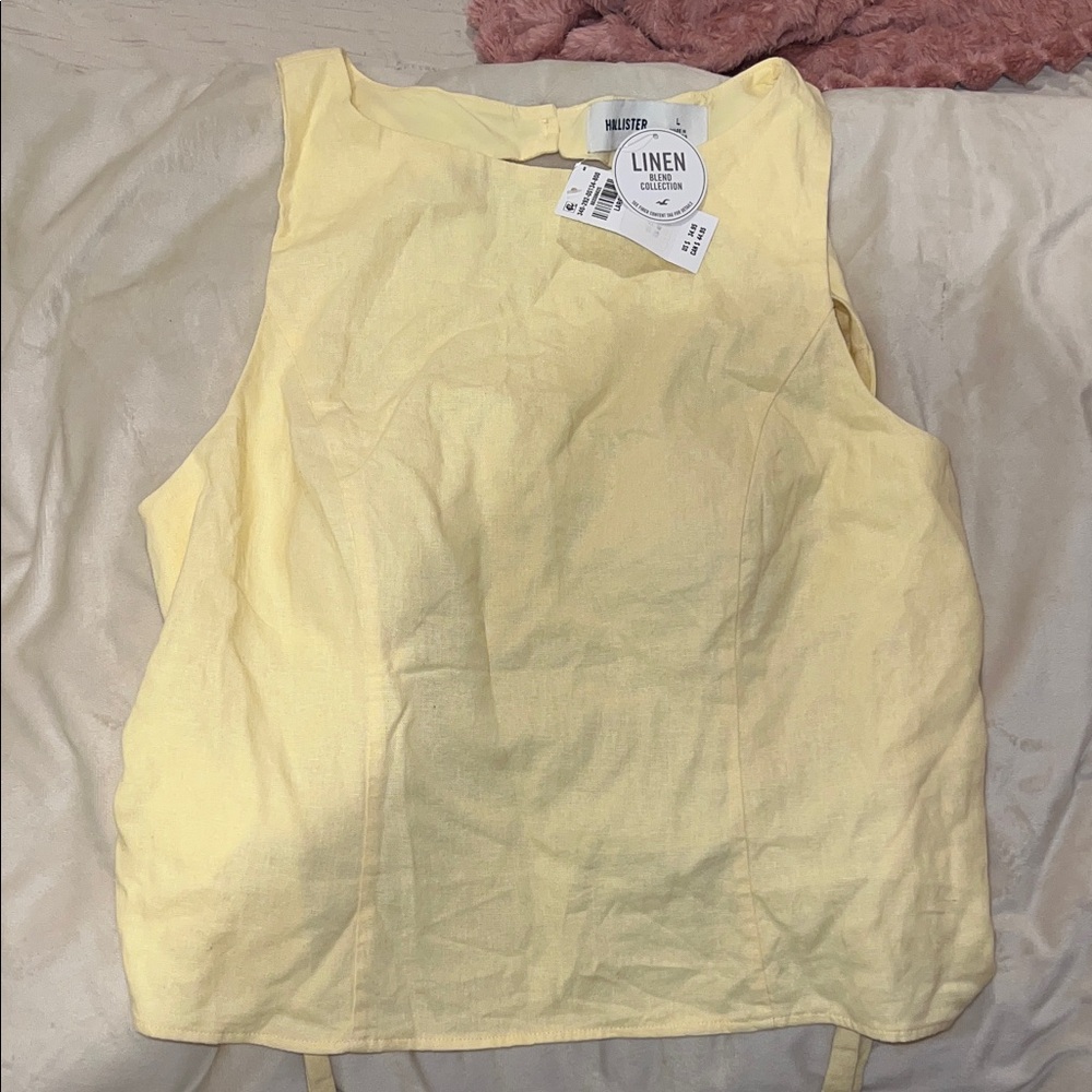 Hollister Lemon Yellow Linen Tank Top